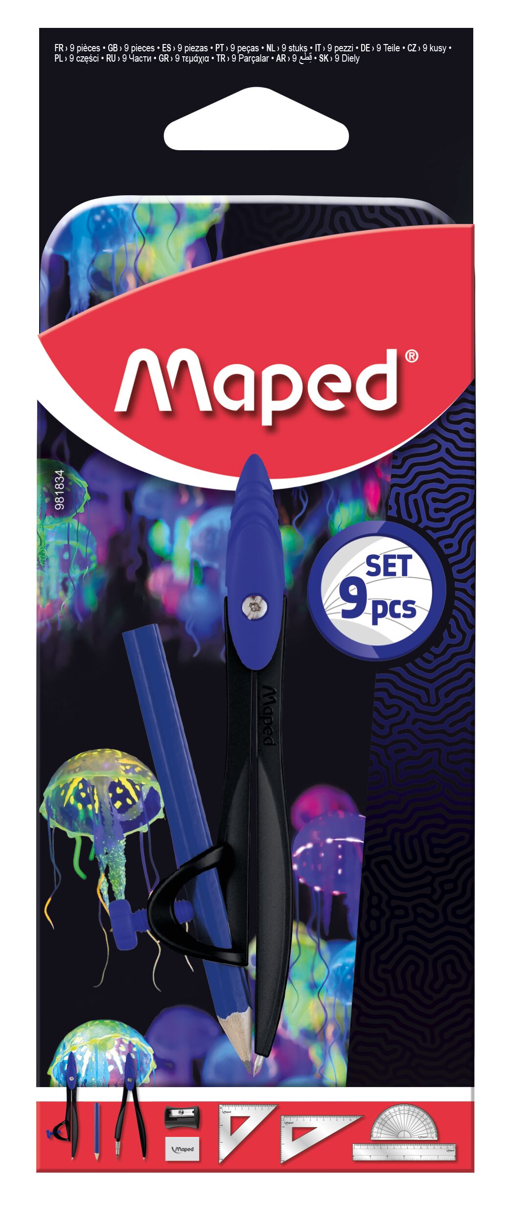 Maped - Deepsea Paradise Scissors 16 Cm - Comfortable Rings With Soft Coating - Stainless Steel Blades - School Scissors From 12 Years Old - For College And High School